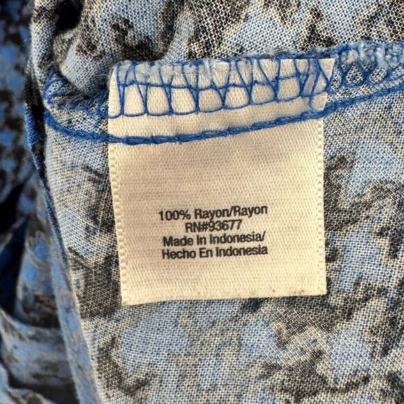 a.n.a Blue Houndstooth Rayon Blouse Medium - Picture 5 of 5